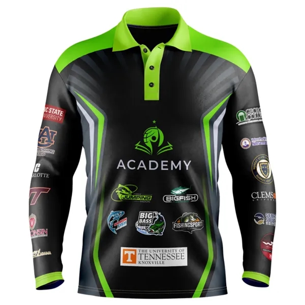 Unisex & Kids' Sublimation Long Sleeve Fishing Polo - 165G - Unisex & Kids' Sublimation Long Sleeve Fishing Polo - 165G - Image 0 of 3