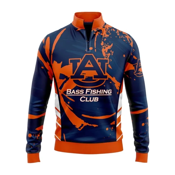 Unisex & Kids' Sublimation Long Sleeve Fishing Quarter Zip - Unisex & Kids' Sublimation Long Sleeve Fishing Quarter Zip - Image 2 of 5