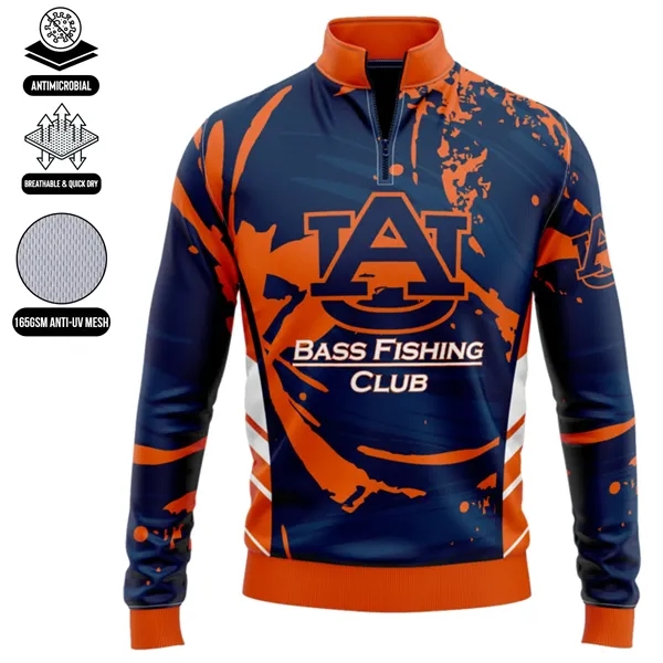 Unisex & Kids' Sublimation Long Sleeve Fishing Quarter Zip - Unisex & Kids' Sublimation Long Sleeve Fishing Quarter Zip - Image 3 of 5