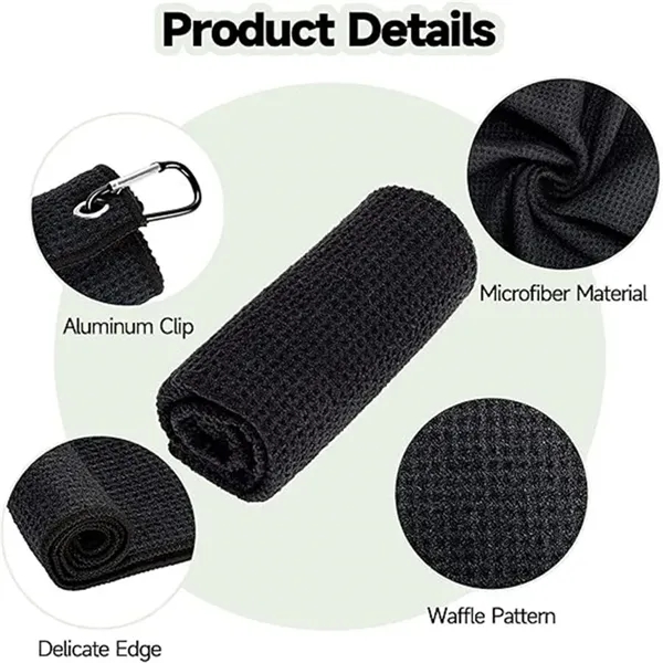 Microfiber Golf Towel with Carabiner Clip - Microfiber Golf Towel with Carabiner Clip - Image 1 of 3