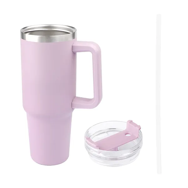 40Oz Custom Insulated Tumbler with Handle  Straw - 40Oz Custom Insulated Tumbler with Handle  Straw - Image 2 of 2