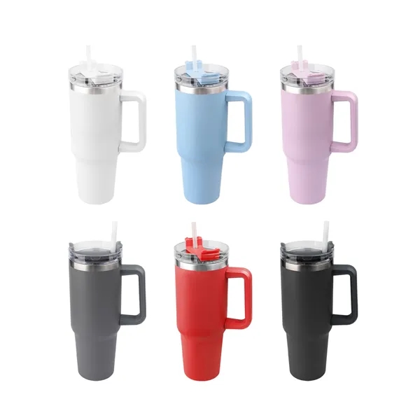 40Oz Custom Insulated Tumbler with Handle  Straw - 40Oz Custom Insulated Tumbler with Handle  Straw - Image 2 of 2