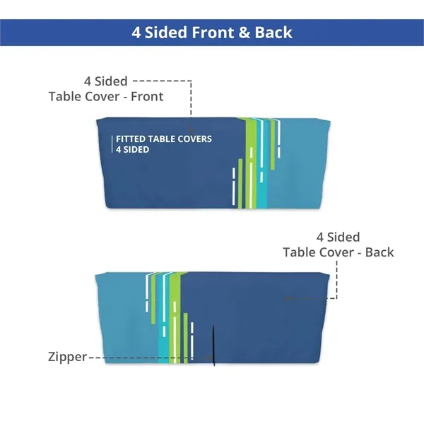 Fitted Table Covers, 4 Sided - Zipper back (6' x 2.5') - Fitted Table Covers, 4 Sided - Zipper back (6' x 2.5') - Image 3 of 6
