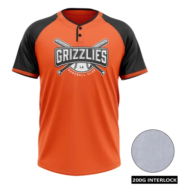 Men's & Kids' Sublimation 2-Button Baseball Jersey - 200G - Men's & Kids' Sublimation 2-Button Baseball Jersey - 200G - Image 1 of 8