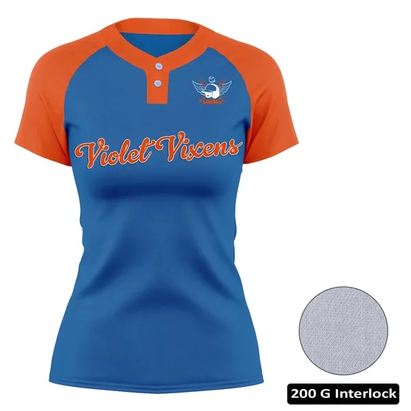 Women's Sublimation 2-Button Baseball Jersey - 200G - Women's Sublimation 2-Button Baseball Jersey - 200G - Image 0 of 1