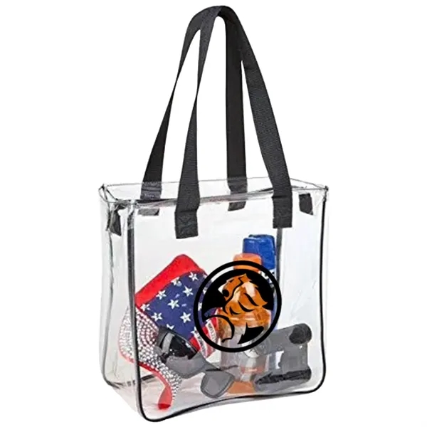 Clear Vinyl Tote bag, Stadium compliant zippered bags - Clear Vinyl Tote bag, Stadium compliant zippered bags - Image 0 of 2