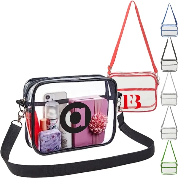 Clear Purse PVC Transparent Crossbody Shoulder Stadium Bag - Clear Purse PVC Transparent Crossbody Shoulder Stadium Bag - Image 0 of 13