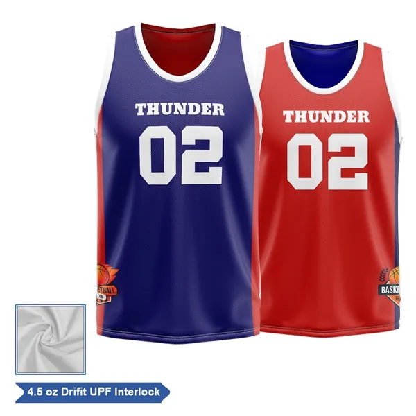 Sublimation UPF DriFit Reversible Basketball Jersey - Men Wo - Sublimation UPF DriFit Reversible Basketball Jersey - Men Wo - Image 1 of 3