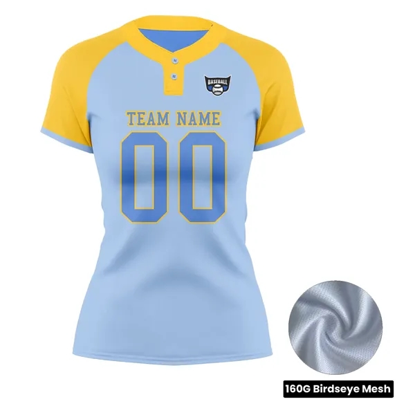 Women's Sublimation 2-Button Baseball Jersey - Birdseye Mesh - Women's Sublimation 2-Button Baseball Jersey - Birdseye Mesh - Image 1 of 1