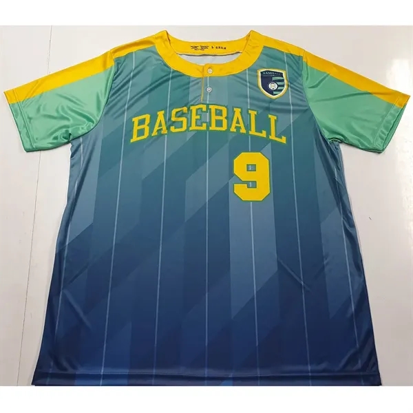 Sublimation UPF DriFit 2-Button Baseball Henley - Men Women - Sublimation UPF DriFit 2-Button Baseball Henley - Men Women - Image 5 of 7