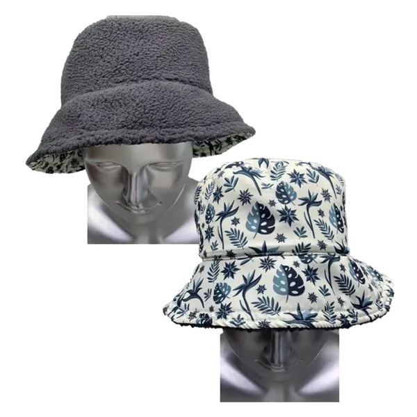 Sherpa & Performance Polyester Reversible Bucket Hat - Sherpa & Performance Polyester Reversible Bucket Hat - Image 1 of 4