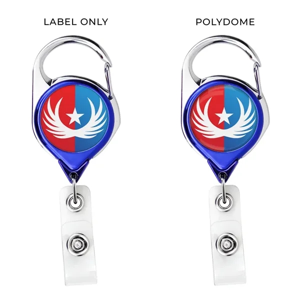 Custom Metallic Finish Carabiner badge reel w/ belt clip back