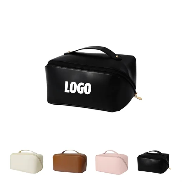 Large Capacity Travel PU Leather Cosmetic Bag - Large Capacity Travel PU Leather Cosmetic Bag - Image 0 of 1