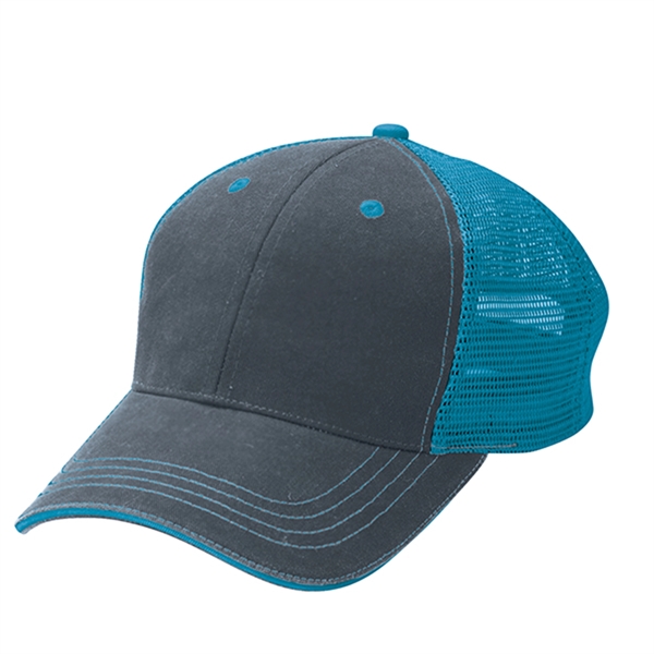5 Panel Washed Twill Front  Soft Mesh Back Cap - 5 Panel Washed Twill Front  Soft Mesh Back Cap - Image 0 of 21