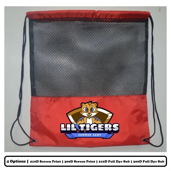 Sublimation Mesh Front Polyester Drawstring Bag - Sublimation Mesh Front Polyester Drawstring Bag - Image 0 of 1