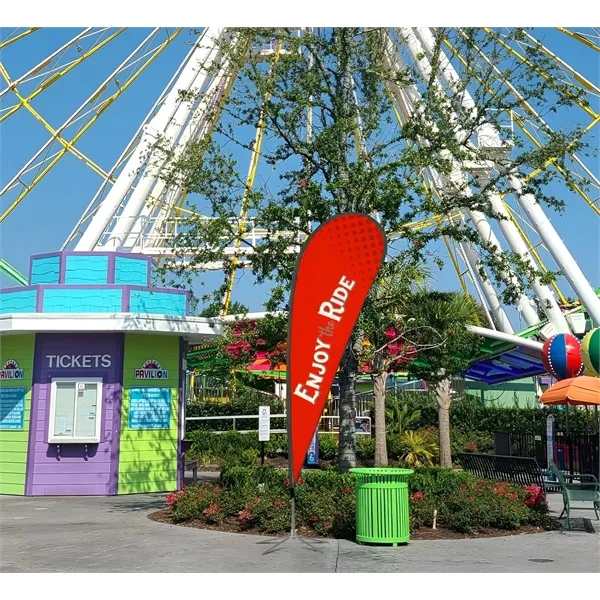 3.33' x7.75' Teardrop Flag Single Sided Package w/Spike Base - 3.33' x7.75' Teardrop Flag Single Sided Package w/Spike Base - Image 1 of 8