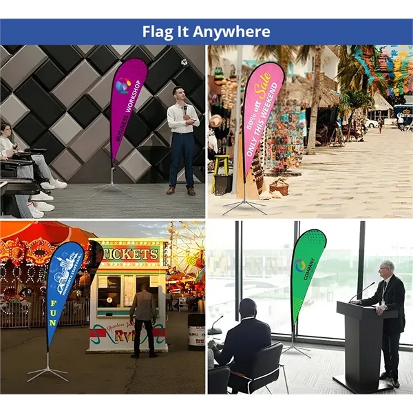 3.33' x7.75' Teardrop Flag Single Sided Package w/Spike Base - 3.33' x7.75' Teardrop Flag Single Sided Package w/Spike Base - Image 7 of 8
