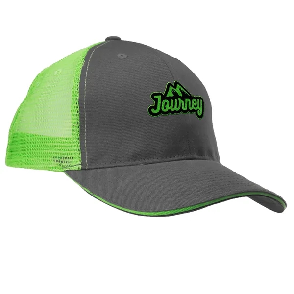 Structured Two-Tone Cotton Mesh Trucker Cap - Structured Two-Tone Cotton Mesh Trucker Cap - Image 4 of 4