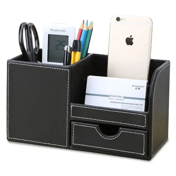 PU Leather Desk Storage Box Pen Holder - PU Leather Desk Storage Box Pen Holder - Image 2 of 4