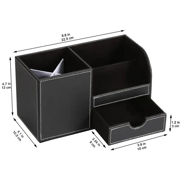 PU Leather Desk Storage Box Pen Holder - PU Leather Desk Storage Box Pen Holder - Image 3 of 4
