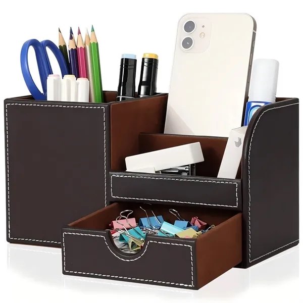 PU Leather Desk Storage Box Pen Holder - PU Leather Desk Storage Box Pen Holder - Image 4 of 4