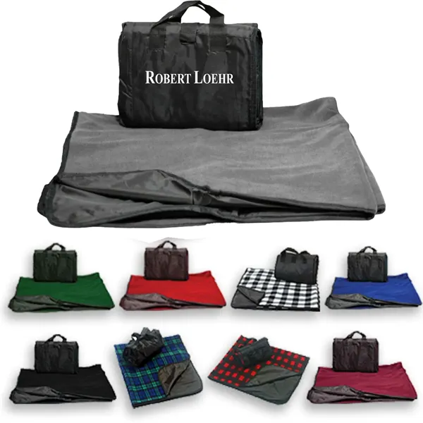 50" X 60" Reversible Fold up Picnic Blanket w/ Carry bag - 50" X 60" Reversible Fold up Picnic Blanket w/ Carry bag - Image 0 of 10