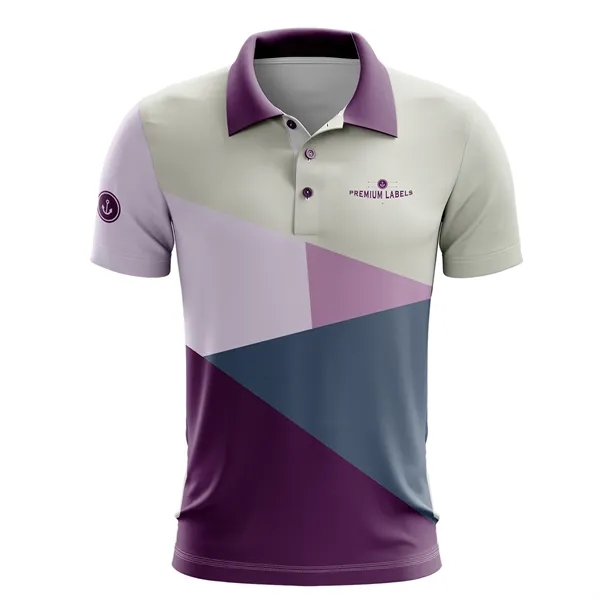 Sublimation Short Sleeve Polo - 180G NBA Fabric - Men, - Sublimation Short Sleeve Polo - 180G NBA Fabric - Men, - Image 1 of 2