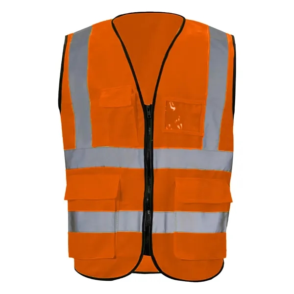 VISIPRO Unisex Front-Zip Reflective Safety Vest with Pockets - VISIPRO Unisex Front-Zip Reflective Safety Vest with Pockets - Image 0 of 6
