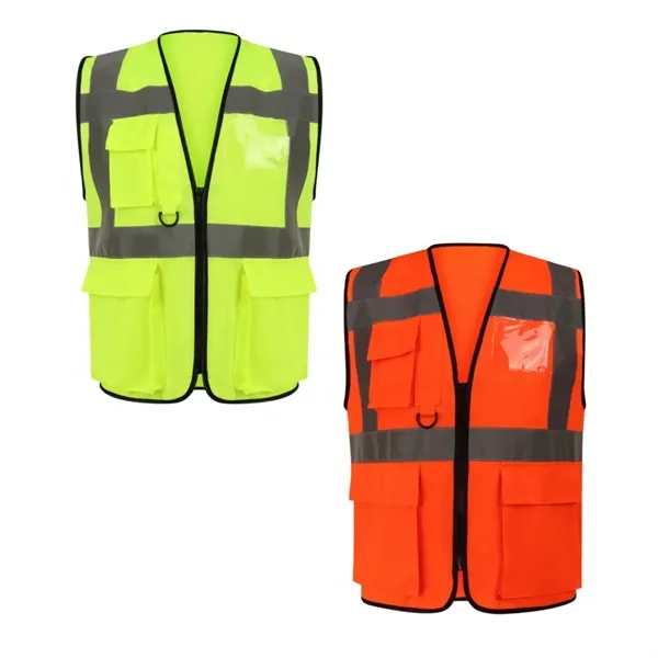 VISIPRO Unisex Front-Zip Reflective Safety Vest with Pockets - VISIPRO Unisex Front-Zip Reflective Safety Vest with Pockets - Image 2 of 6
