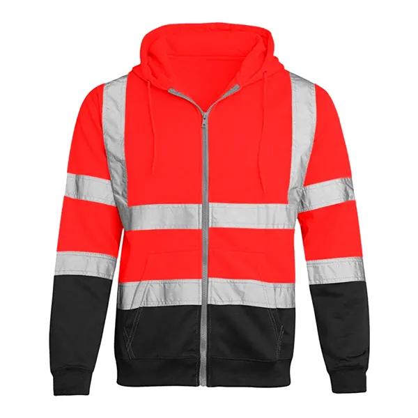 VISIPRO Reflective Colorblock Safety Full-Zip Hoodie - 280G - VISIPRO Reflective Colorblock Safety Full-Zip Hoodie - 280G - Image 2 of 28