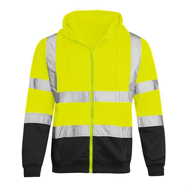 VISIPRO Reflective Colorblock Safety Full-Zip Hoodie - 280G - VISIPRO Reflective Colorblock Safety Full-Zip Hoodie - 280G - Image 4 of 28
