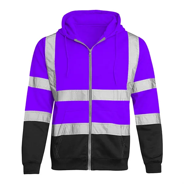 VISIPRO Reflective Colorblock Safety Full-Zip Hoodie - 280G - VISIPRO Reflective Colorblock Safety Full-Zip Hoodie - 280G - Image 9 of 28