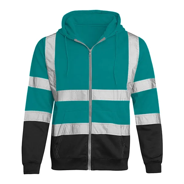 VISIPRO Reflective Colorblock Safety Full-Zip Hoodie - 280G - VISIPRO Reflective Colorblock Safety Full-Zip Hoodie - 280G - Image 13 of 28