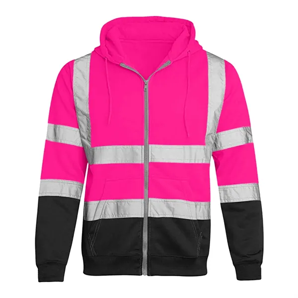 VISIPRO Reflective Colorblock Safety Full-Zip Hoodie - 280G - VISIPRO Reflective Colorblock Safety Full-Zip Hoodie - 280G - Image 20 of 28