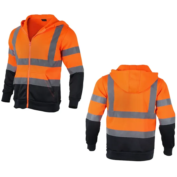 VISIPRO Reflective Colorblock Safety Full-Zip Hoodie - 280G - VISIPRO Reflective Colorblock Safety Full-Zip Hoodie - 280G - Image 27 of 28