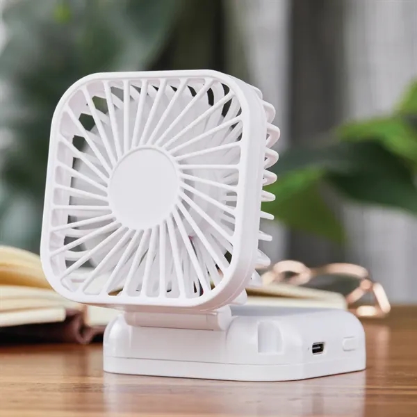 Handheld Rechargeable Folding Mini USB Fan w/Lanyard - Handheld Rechargeable Folding Mini USB Fan w/Lanyard - Image 2 of 7