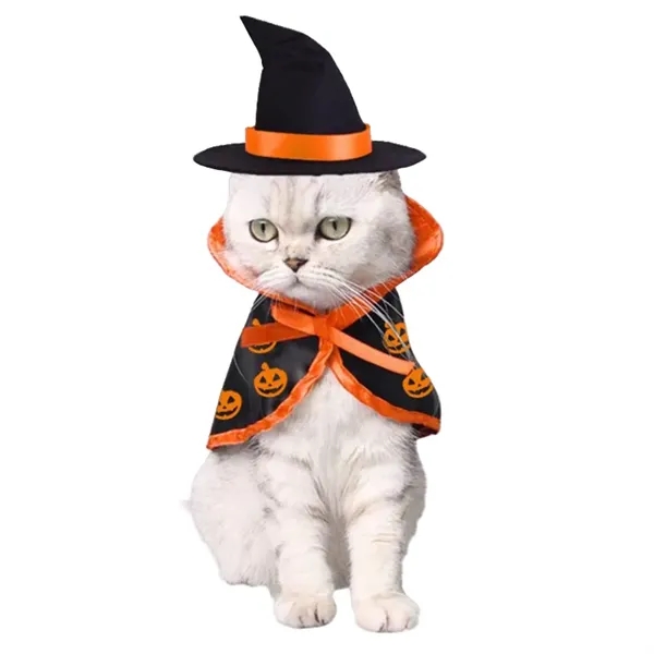 Halloween Cat Costume Pet Cape Outfit for Party and Photos - Halloween Cat Costume Pet Cape Outfit for Party and Photos - Image 7 of 10