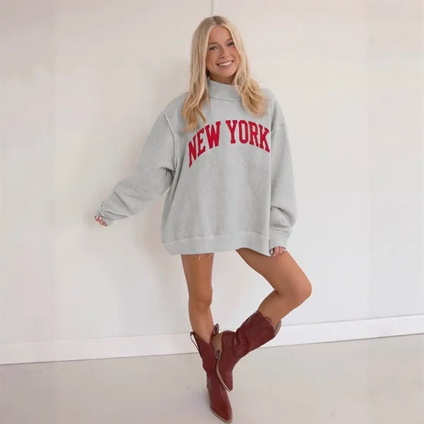 Custom Women's Stylish Ribbed Turtleneck Pullover Sweatshirt - Custom Women's Stylish Ribbed Turtleneck Pullover Sweatshirt - Image 1 of 13