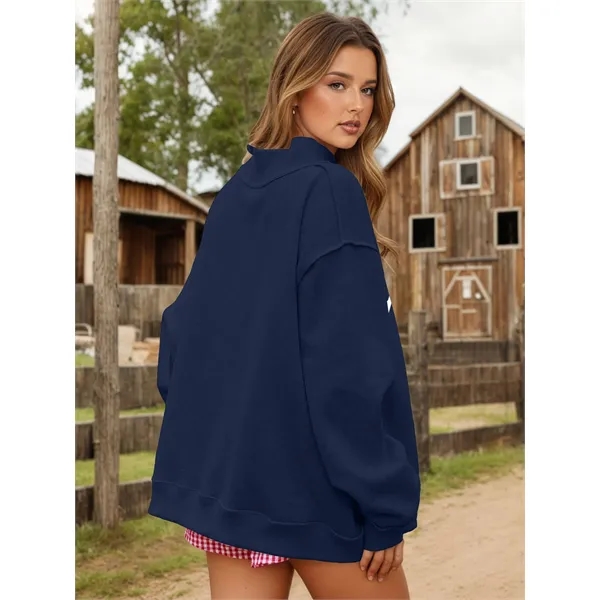 Custom Women's Stylish Ribbed Turtleneck Pullover Sweatshirt - Custom Women's Stylish Ribbed Turtleneck Pullover Sweatshirt - Image 6 of 13