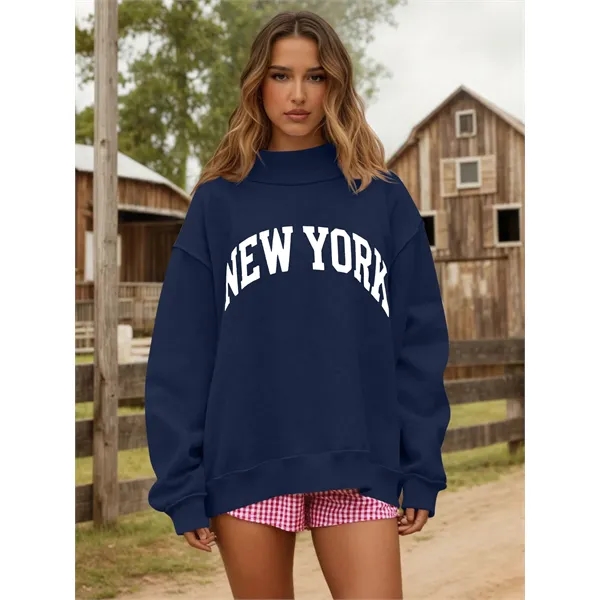 Custom Women's Stylish Ribbed Turtleneck Pullover Sweatshirt - Custom Women's Stylish Ribbed Turtleneck Pullover Sweatshirt - Image 7 of 13