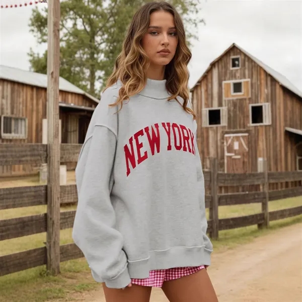 Custom Women's Stylish Ribbed Turtleneck Pullover Sweatshirt - Custom Women's Stylish Ribbed Turtleneck Pullover Sweatshirt - Image 10 of 13