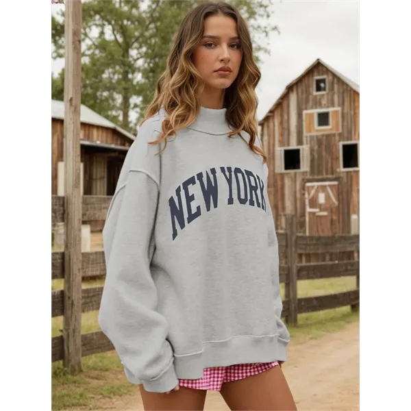 Custom Women's Stylish Ribbed Turtleneck Pullover Sweatshirt - Custom Women's Stylish Ribbed Turtleneck Pullover Sweatshirt - Image 11 of 13