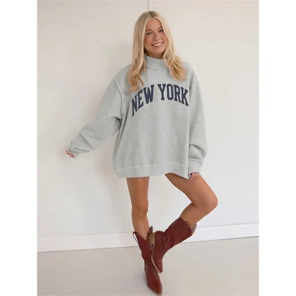 Custom Women's Stylish Ribbed Turtleneck Pullover Sweatshirt - Custom Women's Stylish Ribbed Turtleneck Pullover Sweatshirt - Image 12 of 13