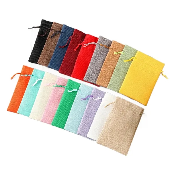 4x6 Natural Burlap Gift Drawstring Bags - 4x6 Natural Burlap Gift Drawstring Bags - Image 1 of 4