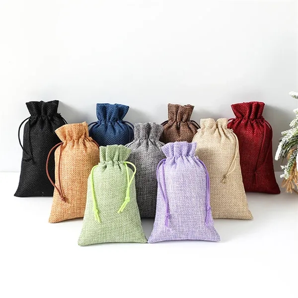 4x6 Natural Burlap Gift Drawstring Bags - 4x6 Natural Burlap Gift Drawstring Bags - Image 3 of 4