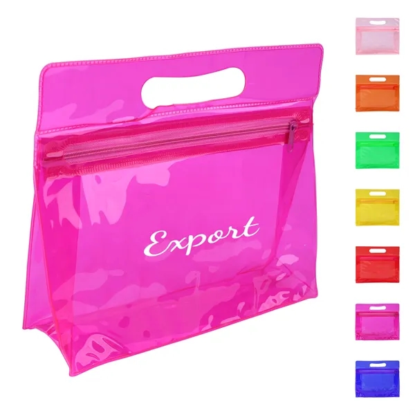 Custom Clear PVC Zipper Makeup Bag W/ Handle