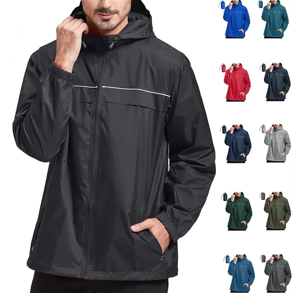 Rain Jacket Men Waterproof Windbreaker - Rain Jacket Men Waterproof Windbreaker - Image 1 of 12