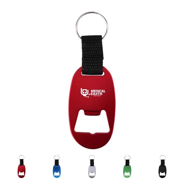 Custom Metal Oval Bottle Opener Keychain W/ Braided Strap - Custom Metal Oval Bottle Opener Keychain W/ Braided Strap - Image 0 of 2