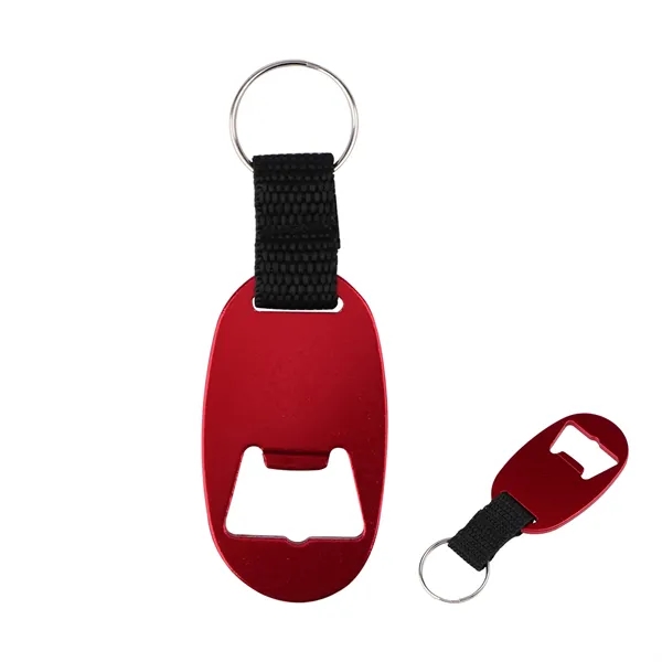 Custom Metal Oval Bottle Opener Keychain W/ Braided Strap - Custom Metal Oval Bottle Opener Keychain W/ Braided Strap - Image 1 of 2