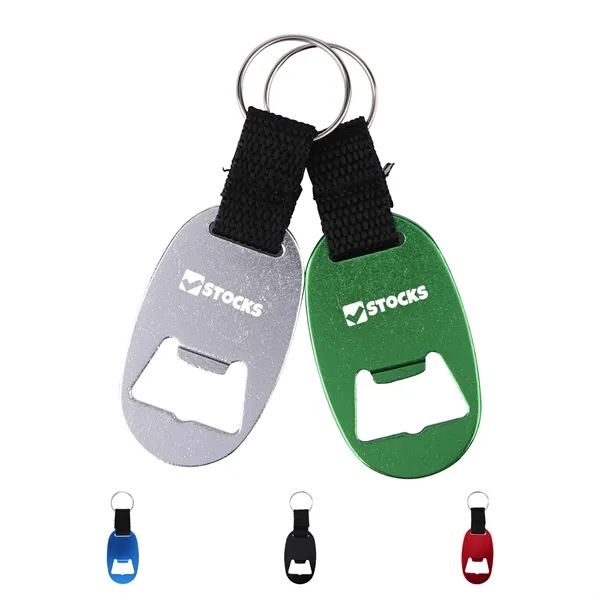 Custom Metal Oval Bottle Opener Keychain W/ Braided Strap - Custom Metal Oval Bottle Opener Keychain W/ Braided Strap - Image 0 of 2